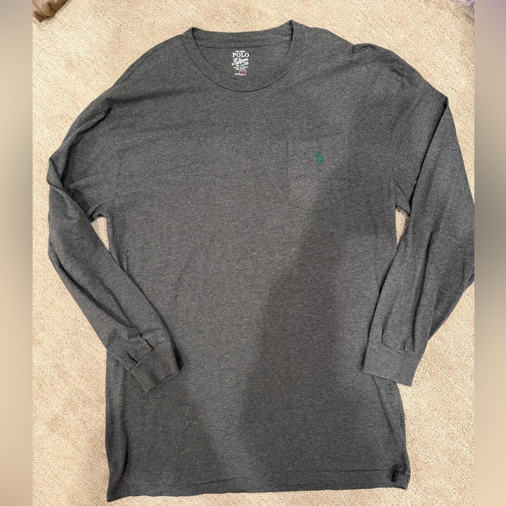 Polo by Ralph Lauren Men's Charcoal Long Sleeve Tee